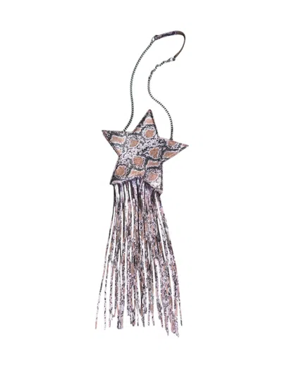 Any Old Iron Women's Black / Yellow / Orange Metallic Pink Snake Star Leather Fringe Bag In Black/yellow/orange