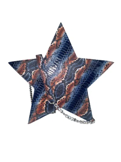 Any Old Iron Women's Blue / Orange / Silver Blue Snake Leather Star Bag In Blue/orange/silver