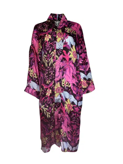 Any Old Iron Women's Blue / Purple Multicolor Return Of The Blue Panther Printed Duster