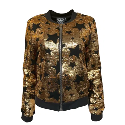 Any Old Iron Women's Gold / Black  Goldie Bomber Jacket In Gold/black