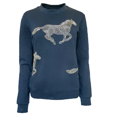 Any Old Iron Women's Gold / Black  Horsey Horsey Sweatshirt In Gold/black