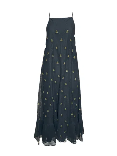 Any Old Iron Women's Gold / Black Embroidered Wasp Halter Dress