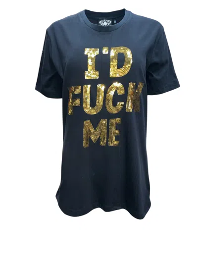 Any Old Iron Women's Gold / Black Golden Sequin I'd Fuck Me Cotton T-shirt In Blue