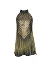 Any Old Iron Women's Gold / Black Goldy Beaded Fringe Mini Dress In Gold/black