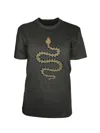 Any Old Iron Women's Gold / Black Multicolor Beaded Snake Black T-shirt In Gold/black