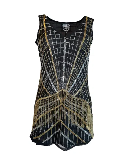 Any Old Iron Women's Gold / Black / Silver Metallic Cha Cha Beaded Dress In Multi