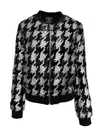 Any Old Iron Women's Gold / Black / Silver Metallic Reversible Sequin Dogstooth Bomber Jacket In Multi