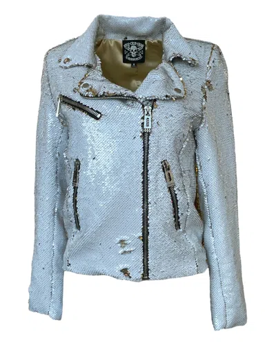 Any Old Iron Women's Gold / White White & Gold Reversible Sequin Moto In Gold/white