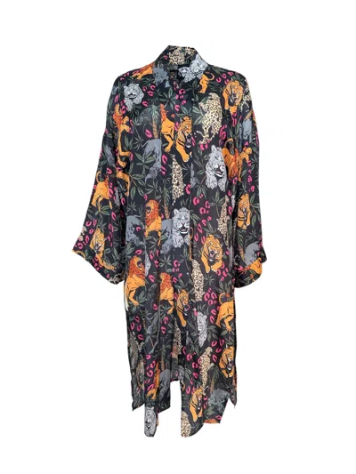 Any Old Iron Women's Green / Black Multicolor Big Cats Duster In Green/black
