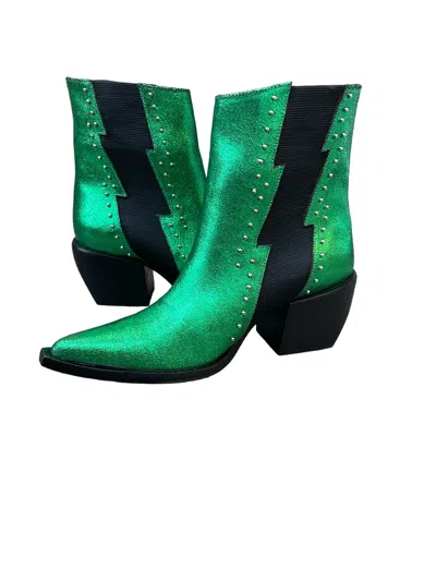 Any Old Iron Women's Green / Black / Silver The Green Lightning Leather Boots In Green/black/silver