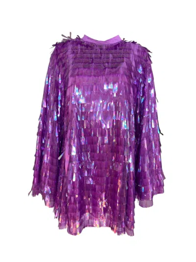 Any Old Iron Women's Iridescent Purple Sequin Showstopper Dress