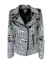 Any Old Iron Women's Neutrals / Black / White Black & White Small Fuck Off Sequin Moto In Black/white