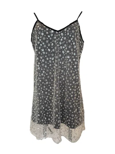 Any Old Iron Women's Neutrals / Black / White Ivory Frost Beaded Short Dress