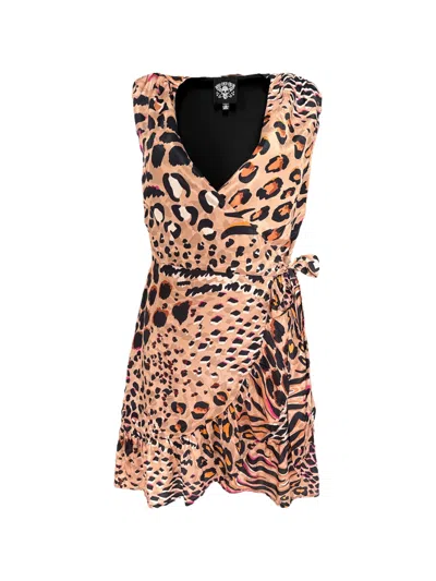 Any Old Iron Women's Neutrals / Orange / Pink Neutral Animal Wrap Dress In Animal Print