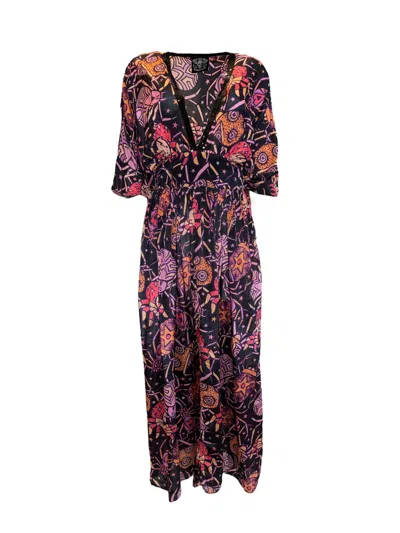 Any Old Iron Women's Orange / Black / Pink Multicolor Spiders From Mars Kaftan Dress