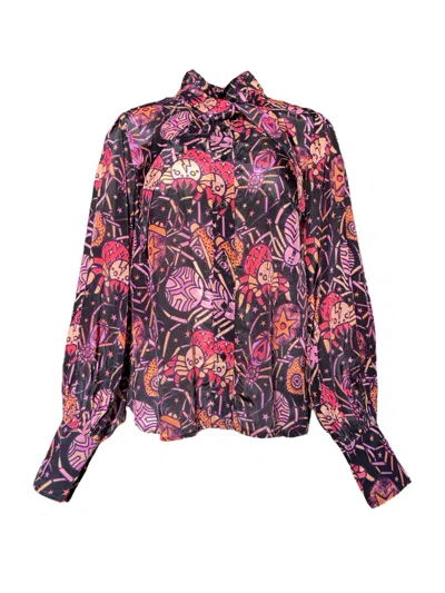 Any Old Iron Women's Orange / Black / Pink Multicolor Spiders From Mars Necktie Shirt In Blue