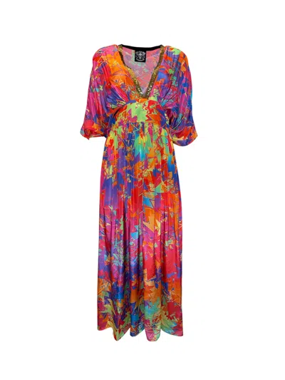 Any Old Iron Women's Orange / Pink Multicolor Pastel Lightning Kaftan Dress
