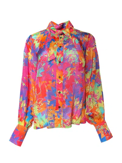 Any Old Iron Women's Orange / Pink Multicolor Pastel Lightning Necktie Shirt