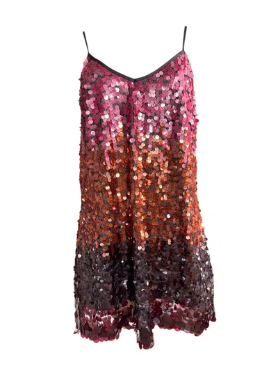 Any Old Iron Women's Orange / Red Multicolor Radiant Sequin Short Dress