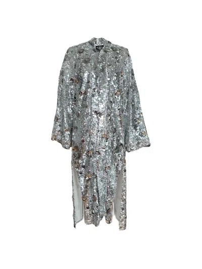 Any Old Iron Women's Petal To The Metal Silver Sequin Duster