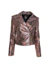 Any Old Iron Women's Pink / Purple / Black Metallic Pink Snake Leather Moto In Pink/purple/black
