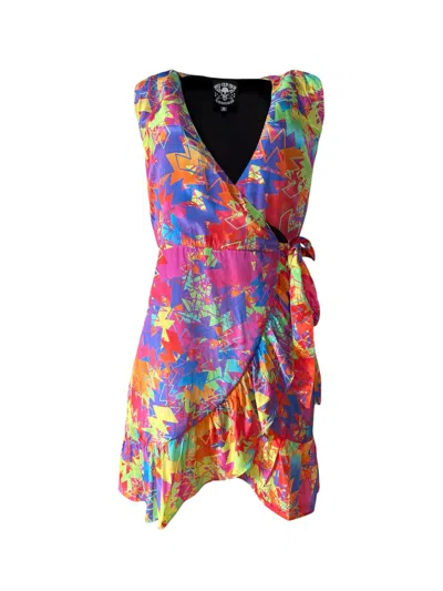 Any Old Iron Women's Pink / Yellow Multicolor Pastel Lightning Wrap Dress