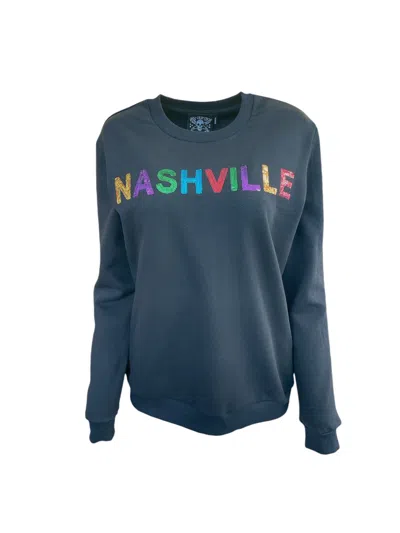 Any Old Iron Women's Rainbow Sequin Nashville Black Sweatshirt