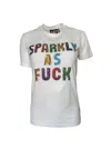 Any Old Iron Women's Rainbow Sequin Sparkly As Fuck White T-shirt In White