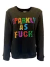 Any Old Iron Women's Rainbow Sparkly As Fuck Sequin Black Sweatshirt In Black
