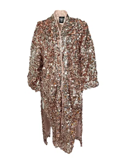 Any Old Iron Women's Rose Gold Roses Of Joy Sequin Duster In Brown
