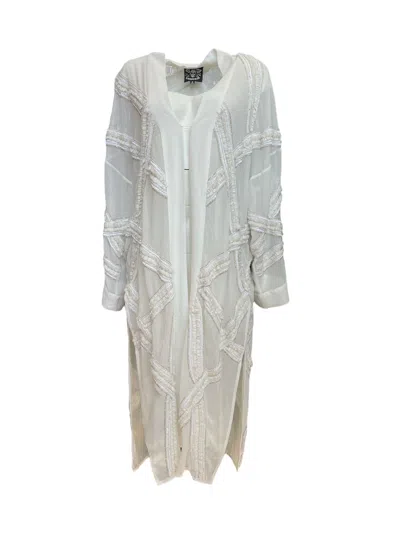 Any Old Iron Women's White Beaded Kris Kross Duster