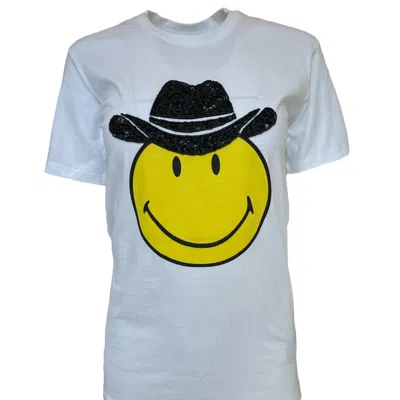 Any Old Iron Women's White / Black / Yellow  X Smiley Cowboy White T-shirt In Blue