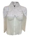 Any Old Iron Women's White Hand-beaded Vintage Shrug In White