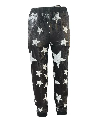 Any Old Iron Women's White / Silver / Black  Sparkle Star Joggers In Black/white/silver