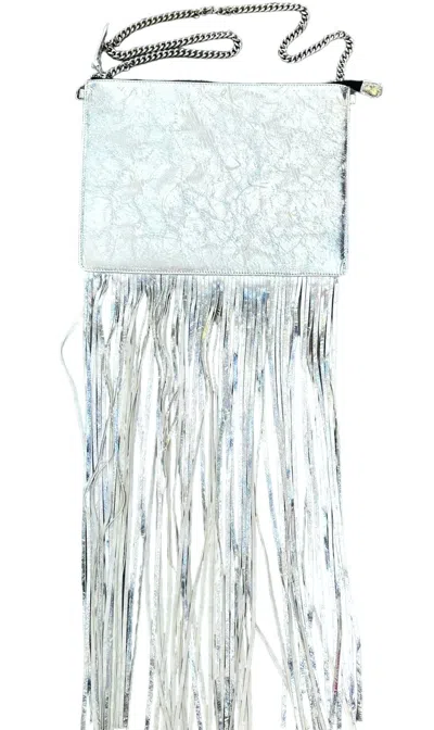Any Old Iron Women's White / Silver Silver Etch Large Leather Bag In White/silver