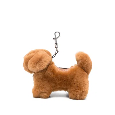 Anya Hindmarch 210195 Faux Fur Dog-shaped Keychain In Brown