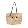 Anya Hindmarch Small Eyes Seagrass Basket Tote In Beige