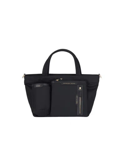 Anya Hindmarch Nylon And Leather Multi Pocket Tote In Black