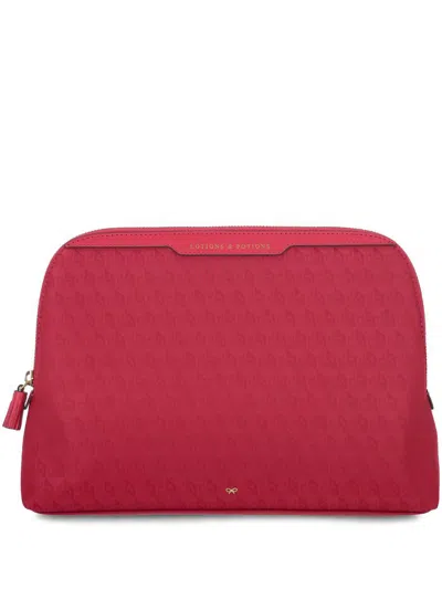 Anya Hindmarch Jacquard Lotions And Potions Pouch In Red