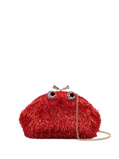 Anya Hindmarch Beaded Crystal-embellished Crossbody Bag In Red