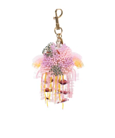 Anya Hindmarch Bead-embellished Sequined Keyring In Animal Print
