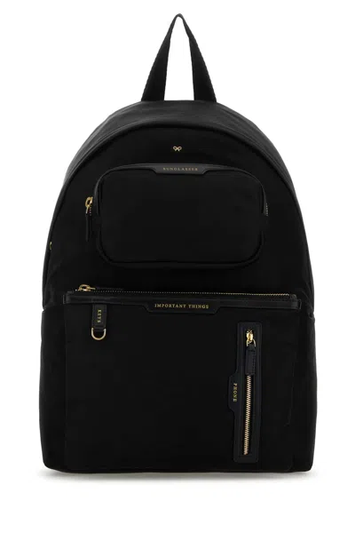 Anya Hindmarch Black Canvas Backpack