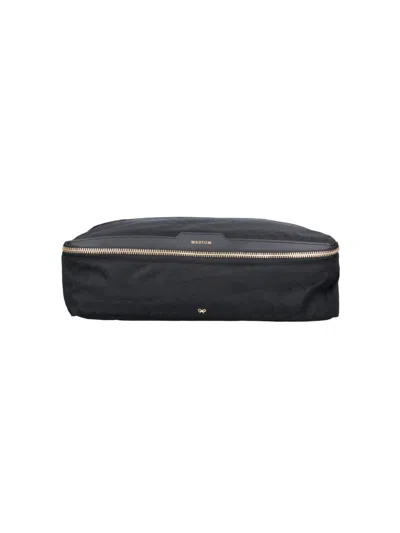Anya Hindmarch Black Hair Kit Recycled Fabric Pouch