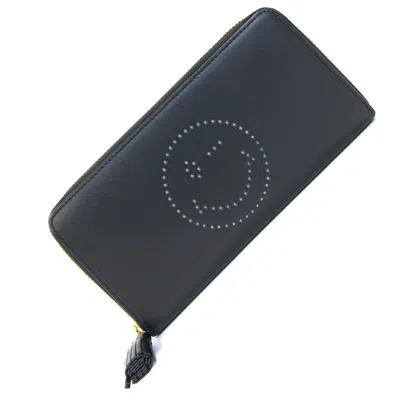 Pre-owned Anya Hindmarch Black Leather Long Wallet (bi-fold) ()