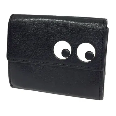 Pre-owned Anya Hindmarch Black Leather Wallet (tri-fold) ()