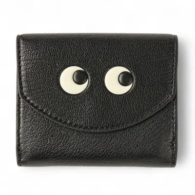 Pre-owned Anya Hindmarch Black Leather Wallet (tri-fold) ()