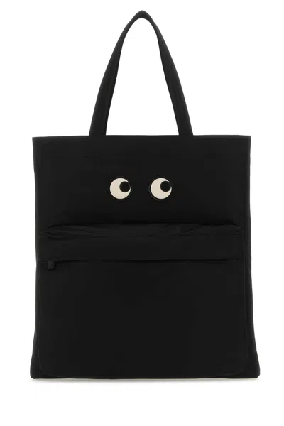 Anya Hindmarch Black Nylon Eyes Shopping Bag