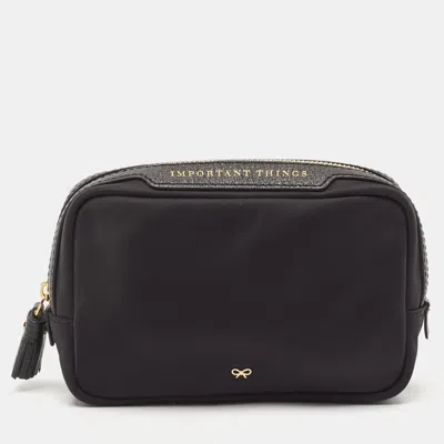 Pre-owned Anya Hindmarch Black Nylon Girlie Cosmetic Pouch