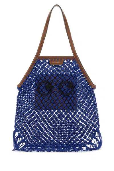 Anya Hindmarch Blue Mesh Eyes Shopping Bag