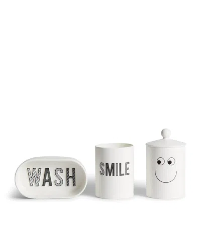 Anya Hindmarch Bone China Eyes Bathroom Set In White